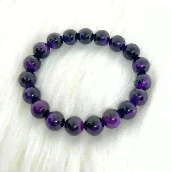 Purple Violet Tiger Eye Stone Bracelet - Picture 1 of 6